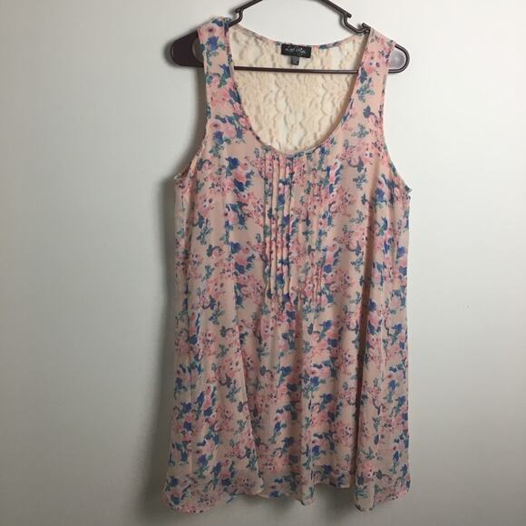 Love Reign Floral Lace Back Mini Dress Pink Large - Picture 13 of 13